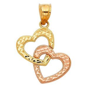 14KT Gold Two Toned Double Heart Pendant